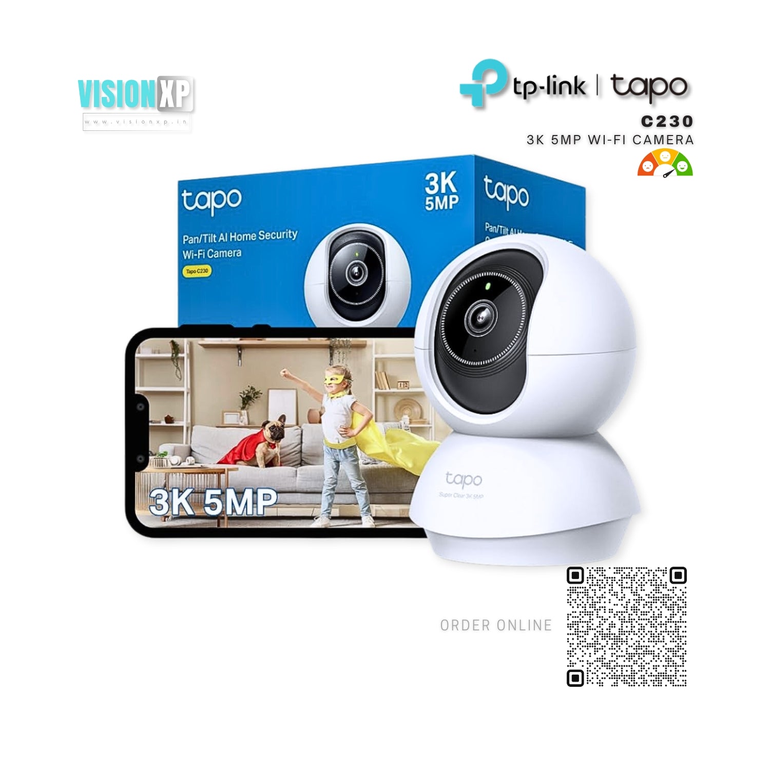 TP-Link Tapo C230 3K 5Mp Pan/Tilt AI Home Security Wi-Fi Camera TP-Link Tapo C230 3K 5Mp Pan/Tilt AI Home Security Wi-Fi Camera